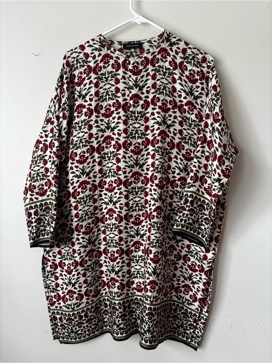 eskandar Dresses & Skirts - eskandar Red and Green Floral Cream Blouse size 0